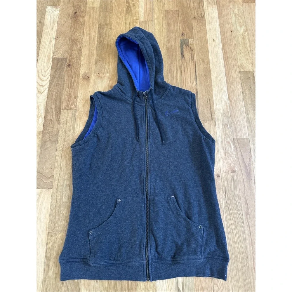 Nike Golf‎ Vest Women XL Gray Hooded Zip Up Sleeveless Athletic Sport Sweatshirt